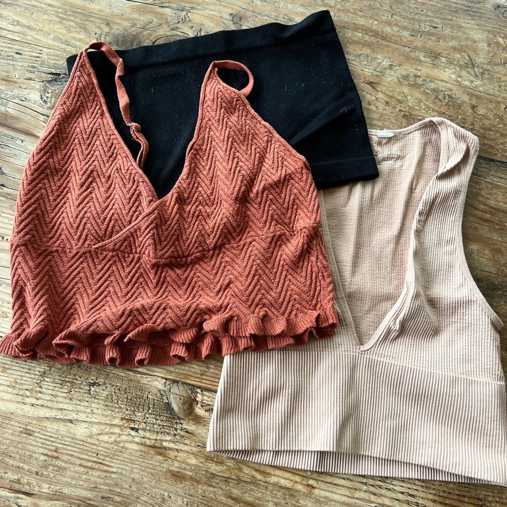 3 tops from Free People and Urban Outfitters